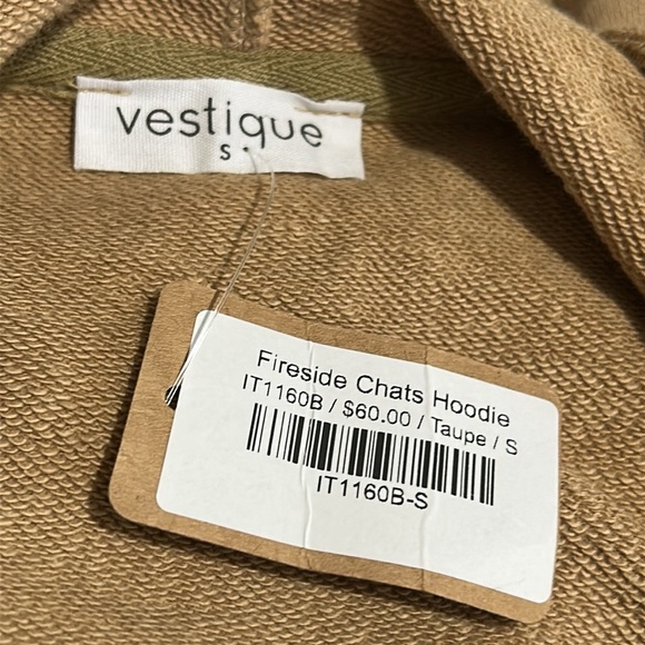 NWT Vestique Washed French Terry Oversized Solid Boho Hoodie in Taupe - Small - Picture 10 of 11
